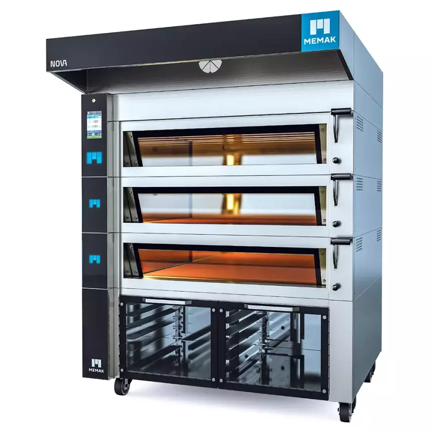 Memak Nova128-3 Taş Tabanlı Fırın, Buharlı, Mayalama Kabinli, 3 Katlı, 4+4+4=12 Tavalı 40x60 cm Kapasiteli, Elektrikli - 1