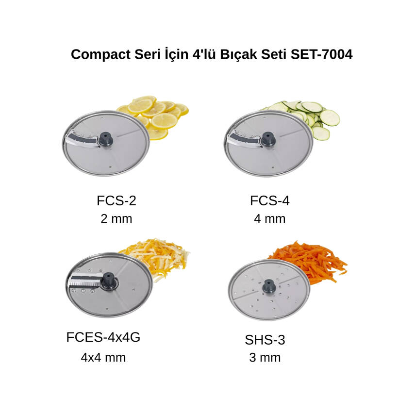Sammic Compact Seri Sebze Doğrama Makinesi 4'lü Bıçak Seti SET-7004 - 1
