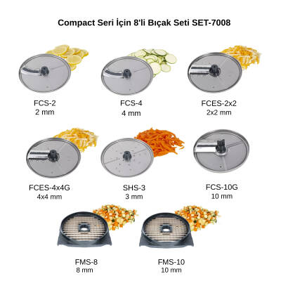 Sammic Compact Seri Sebze Doğrama Makinesi 8'li Bıçak Seti SET-7008 - Sammic